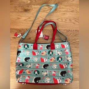 NWT Harveys Seatbelt Cat Meowy Christmas Medium Streamline Tote NEW